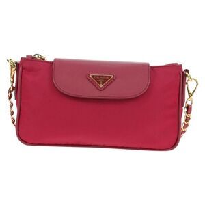 Prada Chain Tessuto And Saffiano Leather Pink Nylon Shoulder Bag Bag